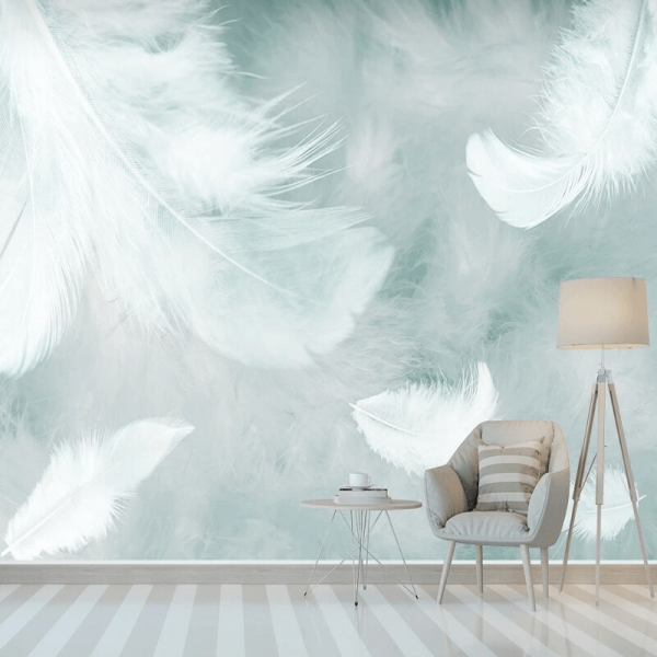 Simple 3D Watercolor Feather Abstract Wallpaper Peel & Stick Wall Mural Self Adhesive Wallpaper Living Room Bedroom Creative Art Wall Mural - Image 2