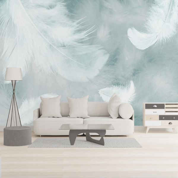 Simple 3D Watercolor Feather Abstract Wallpaper Peel & Stick Wall Mural Self Adhesive Wallpaper Living Room Bedroom Creative Art Wall Mural