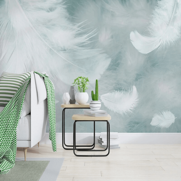 Simple 3D Watercolor Feather Abstract Wallpaper Peel & Stick Wall Mural Self Adhesive Wallpaper Living Room Bedroom Creative Art Wall Mural - Image 3