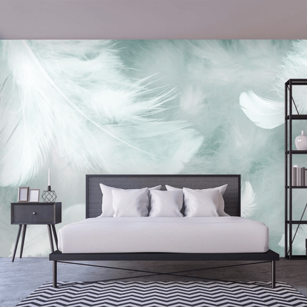 Simple 3D Watercolor Feather Abstract Wallpaper Peel & Stick Wall Mural Self Adhesive Wallpaper Living Room Bedroom Creative Art Wall Mural - Image 4