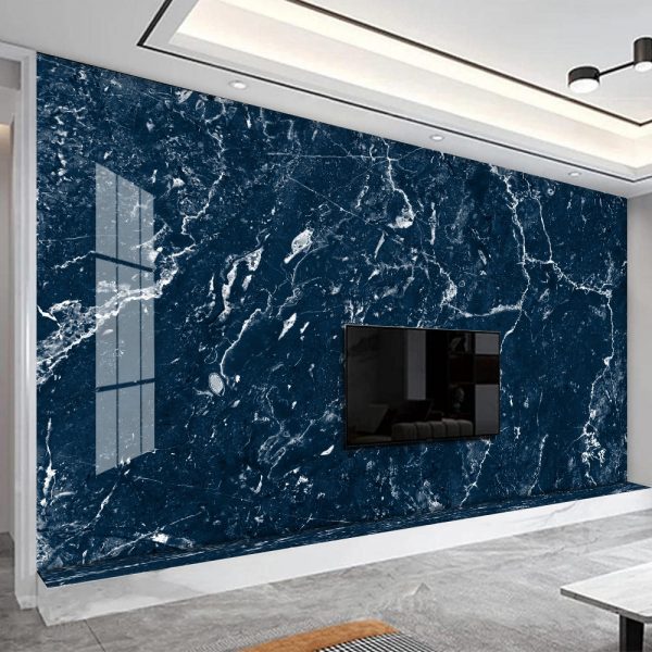 Dark Blue Marble Texture Wallpaper Peel and Stick Wall Mural Self Adhesive Wallpaper Living Room Bedroom Creative Art Wall Covering