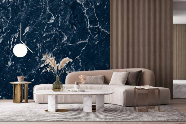 Dark Blue Marble Texture Wallpaper Peel and Stick Wall Mural Self Adhesive Wallpaper Living Room Bedroom Creative Art Wall Covering - Image 2