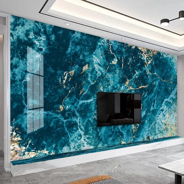 Blue Gold Marble Wallpaper Peel and Stick Wall Mural Self Adhesive Wallpaper Living Room Bedroom Creative Art Wall Covering