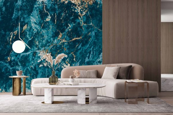 Blue Gold Marble Wallpaper Peel and Stick Wall Mural Self Adhesive Wallpaper Living Room Bedroom Creative Art Wall Covering - Image 2